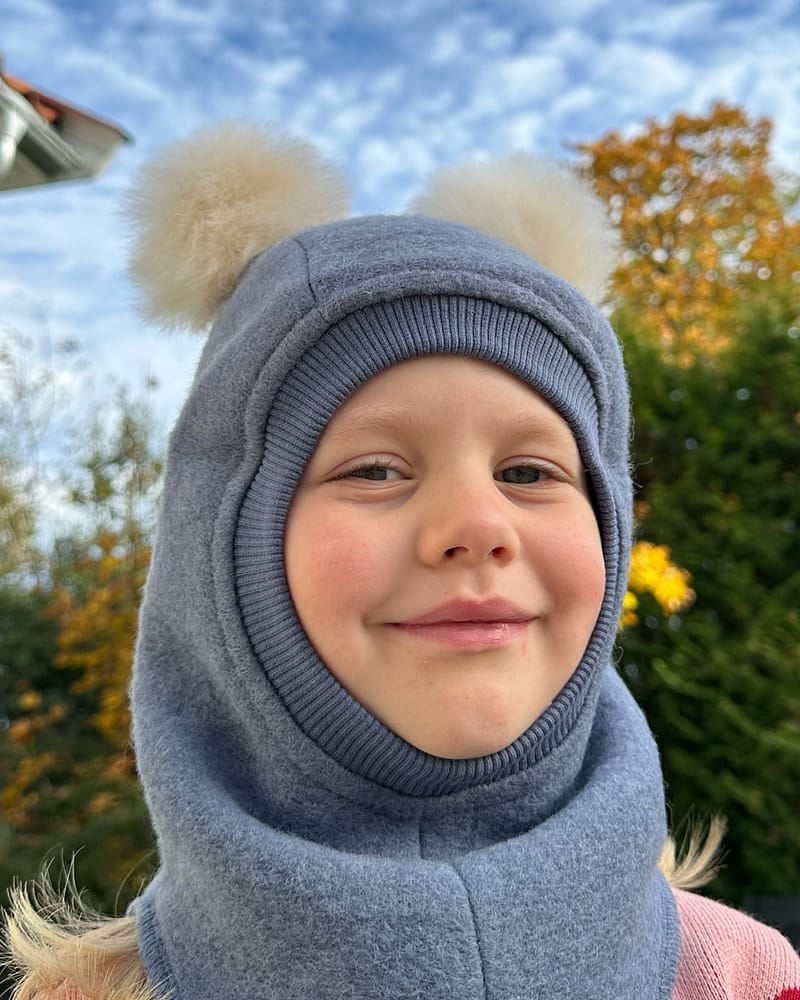 Balaclava Ull 2-Lags - Børstet Ullfleece | Alpaca Pompoms