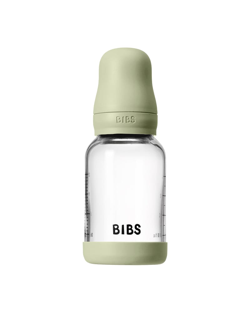 BIBS Tåteflaske i Glass med silikonbunn | Komplett Sett - 120ml