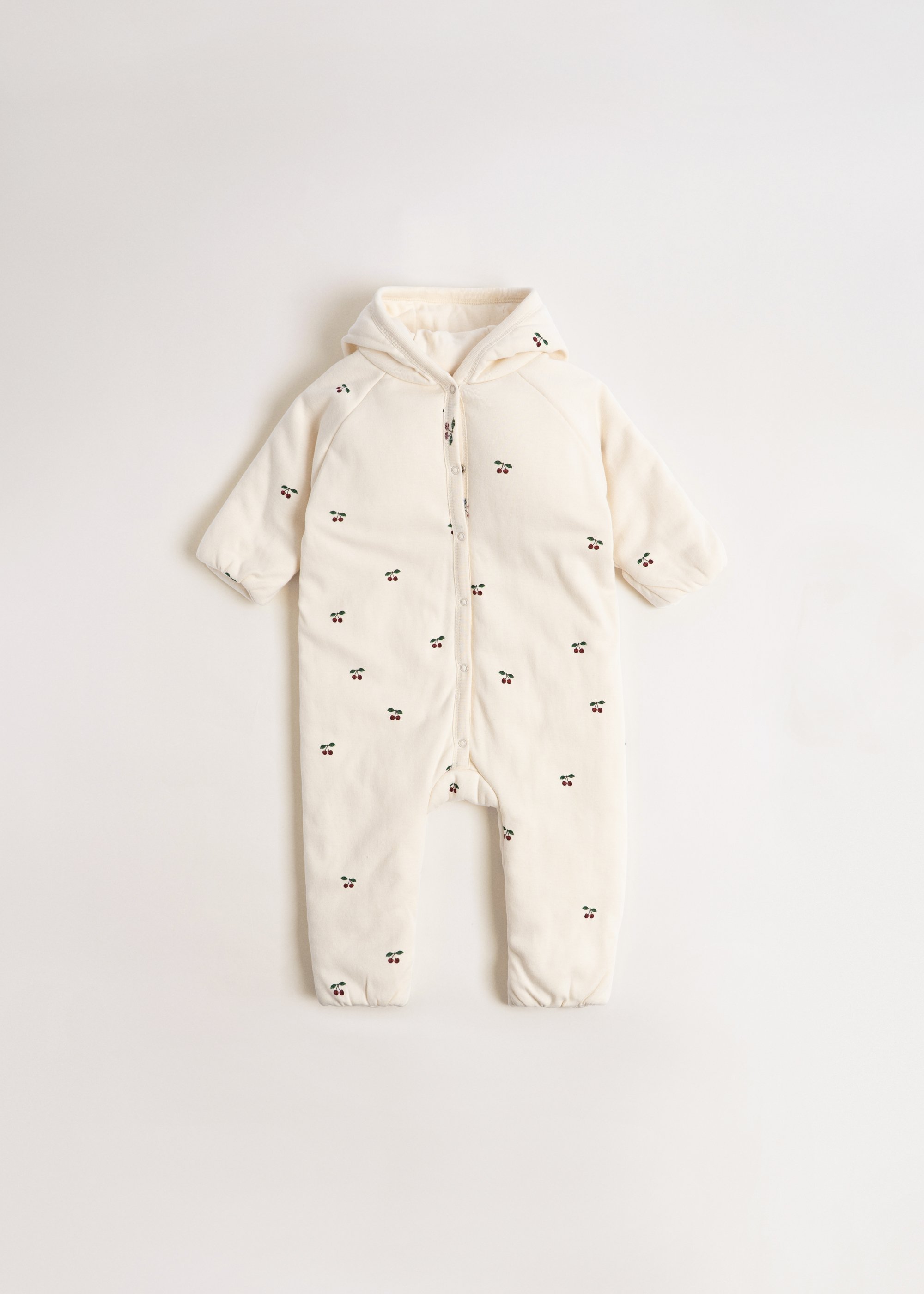 Heldress Baby – 100% Øko Bomull i tykk kvalitet | Newborn Onesie with Hood, Cherry