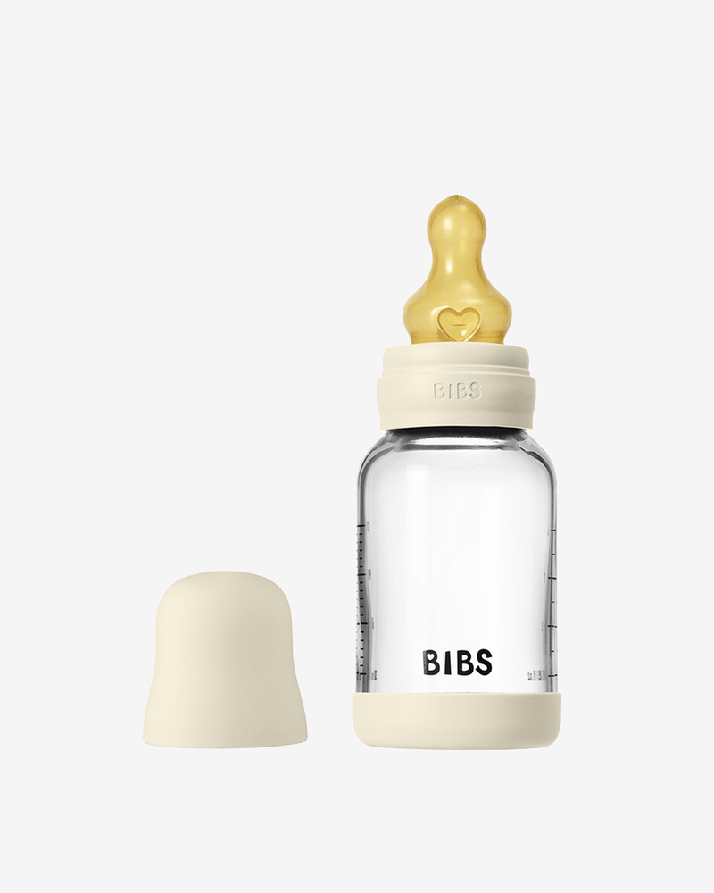 BIBS Tåteflaske i Glass med silikonbunn | Komplett Sett - 120ml
