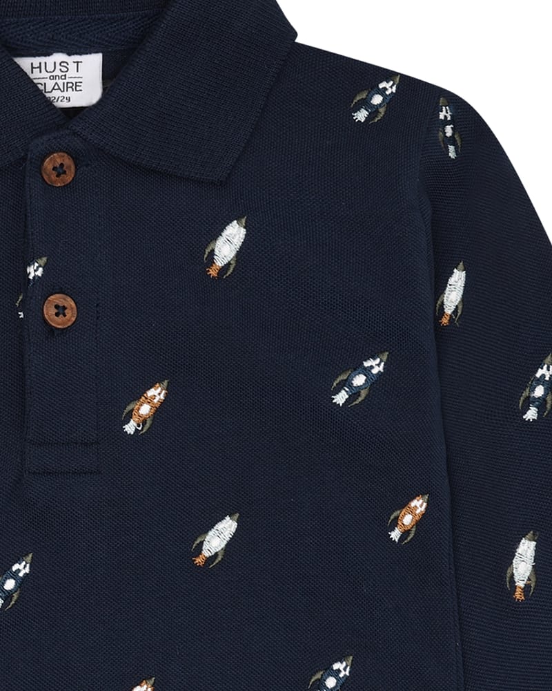 Pologenser m/ Krage og Knappestolpe - Vevd Øko Bomull | Stevie Space Embroidery