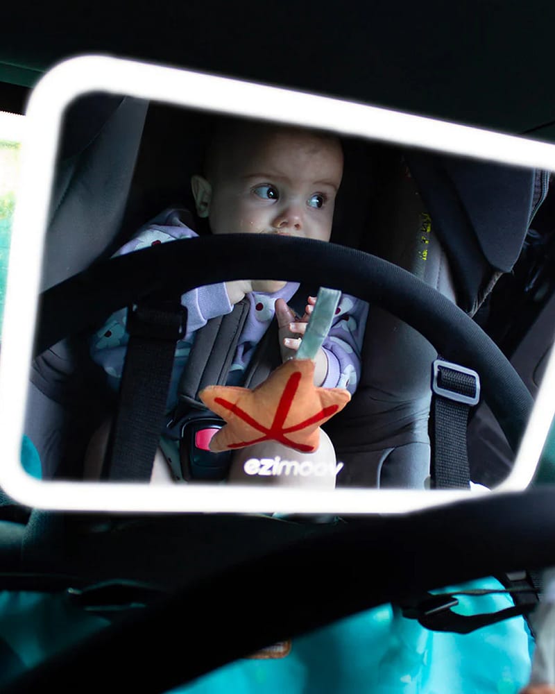 Ezimoov Bilspeil Baby Mirror m/ Fjernkontrollstyrt LED lys | Ezi Car Mirror with LED