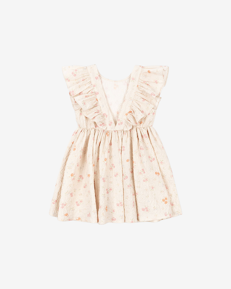 Kjole Barn M/ Volanger - Øko Bomull, Vevd Seersucker-Kvalitet | Elin Frill Dress