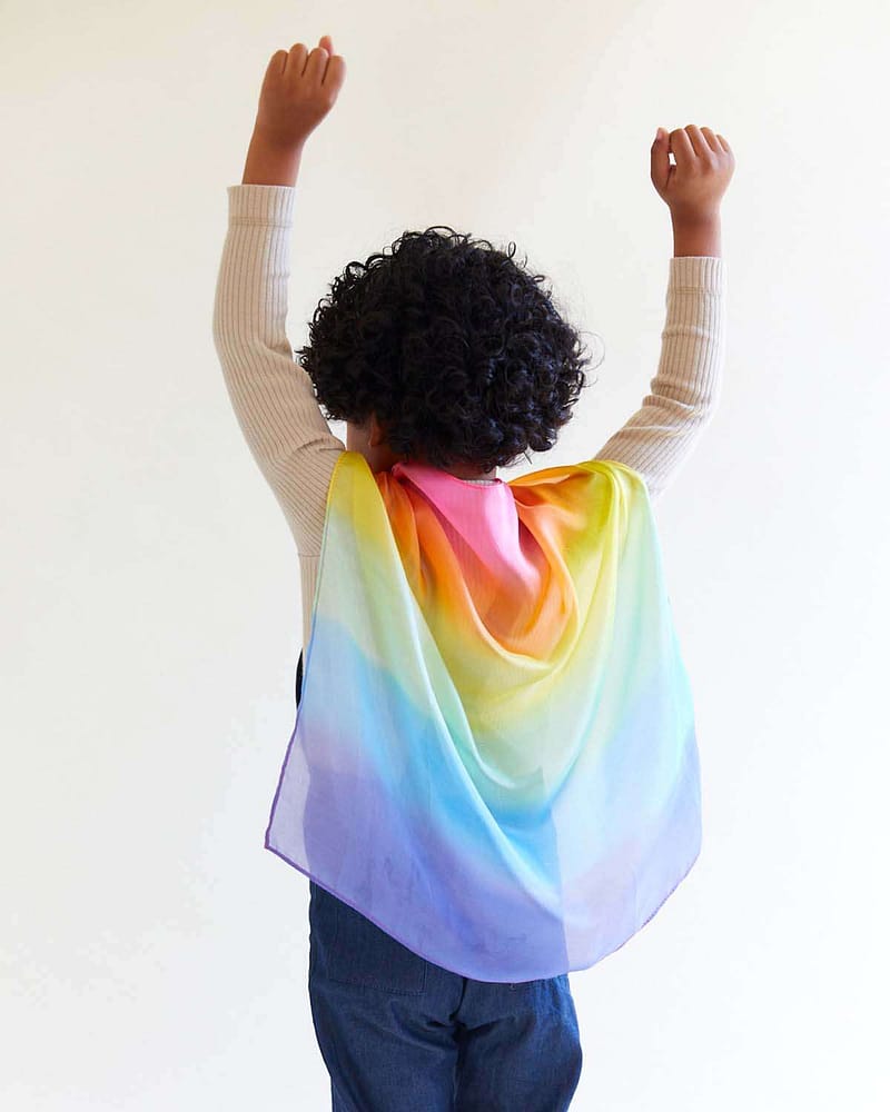 Lekesilke Liten – 52×52 cm – 100% Silke | Playsilk Rainbow