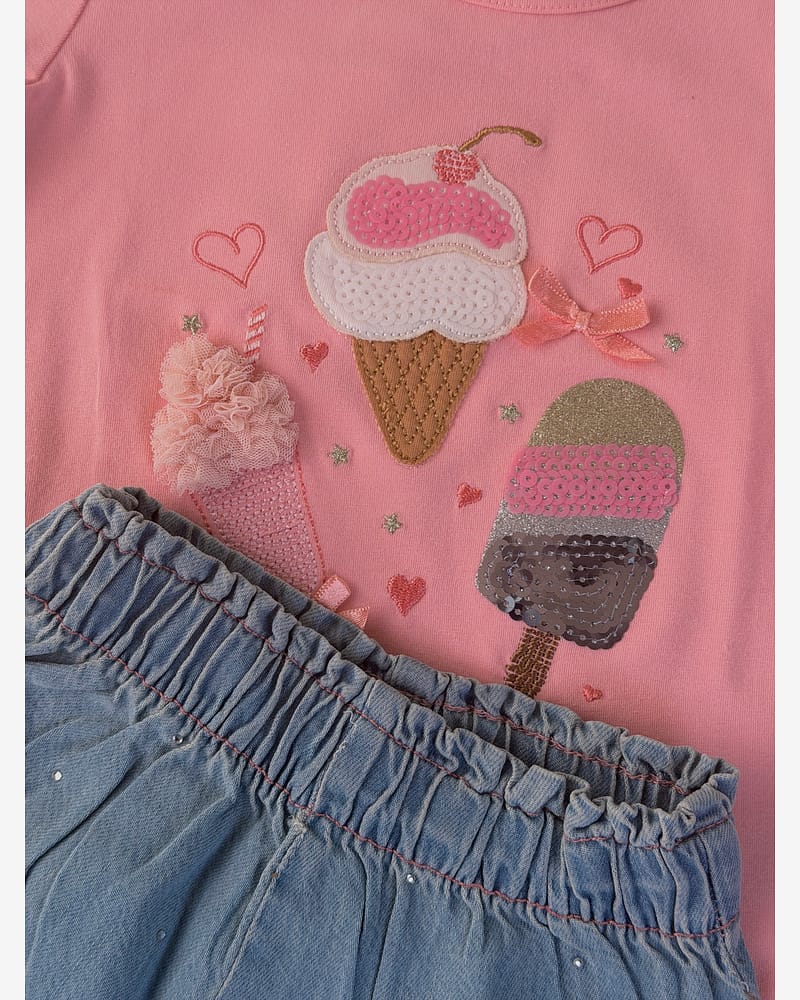 T-skjorte Barn M/ Glitter - Bomull, Elastan | HCAlma Ice cream