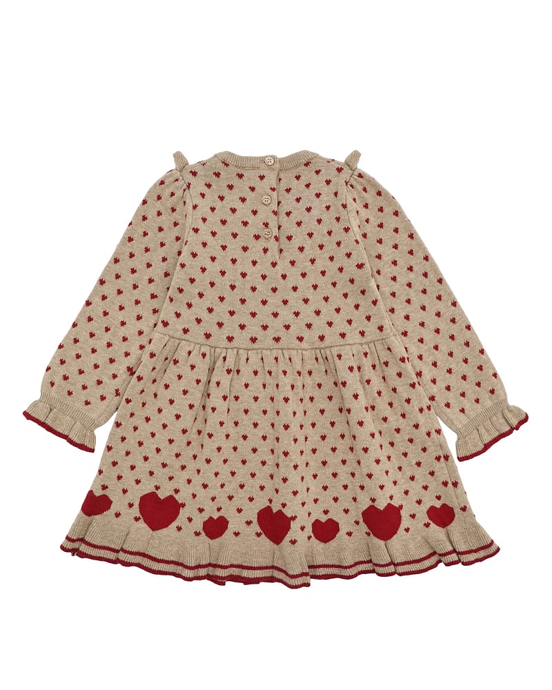 Kjole Barn med Print - Karina hearts - Biscuit