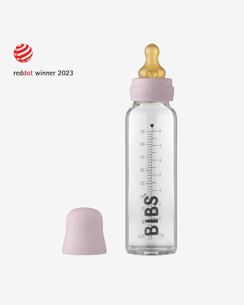 BIBS Tåteflaske i Glass 225 ml - Komplett Sett