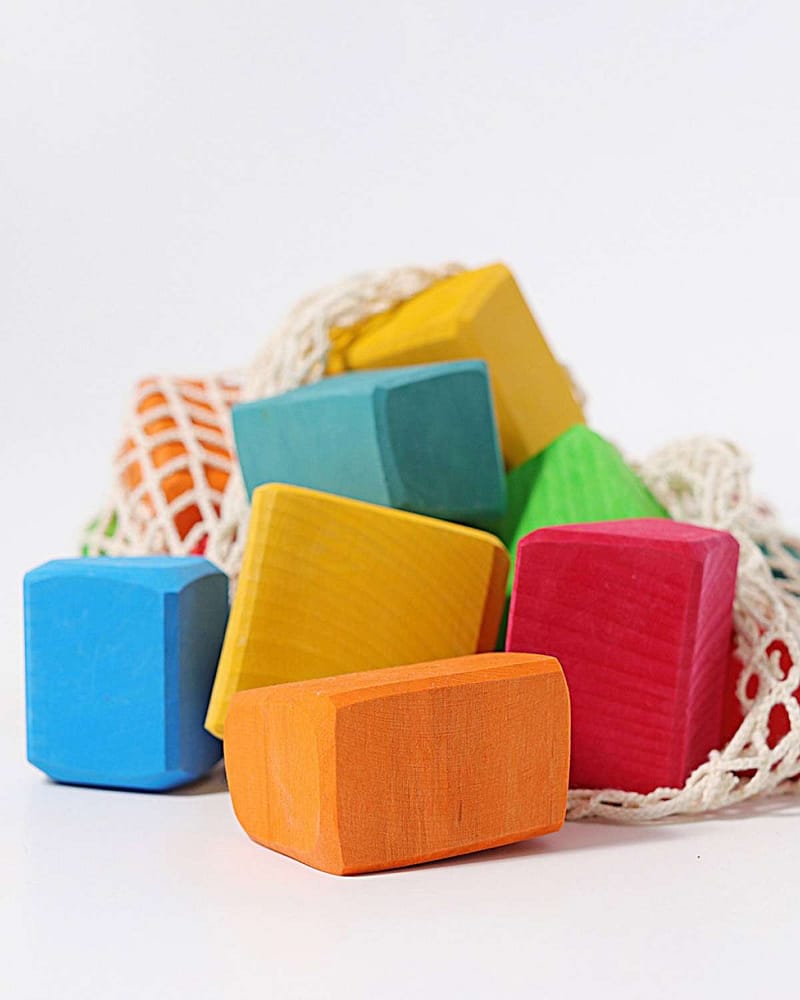 Treklosser, Store 15stk - Barn 0år+ | Colored Waldorf Blocks, Regnbuens Farger