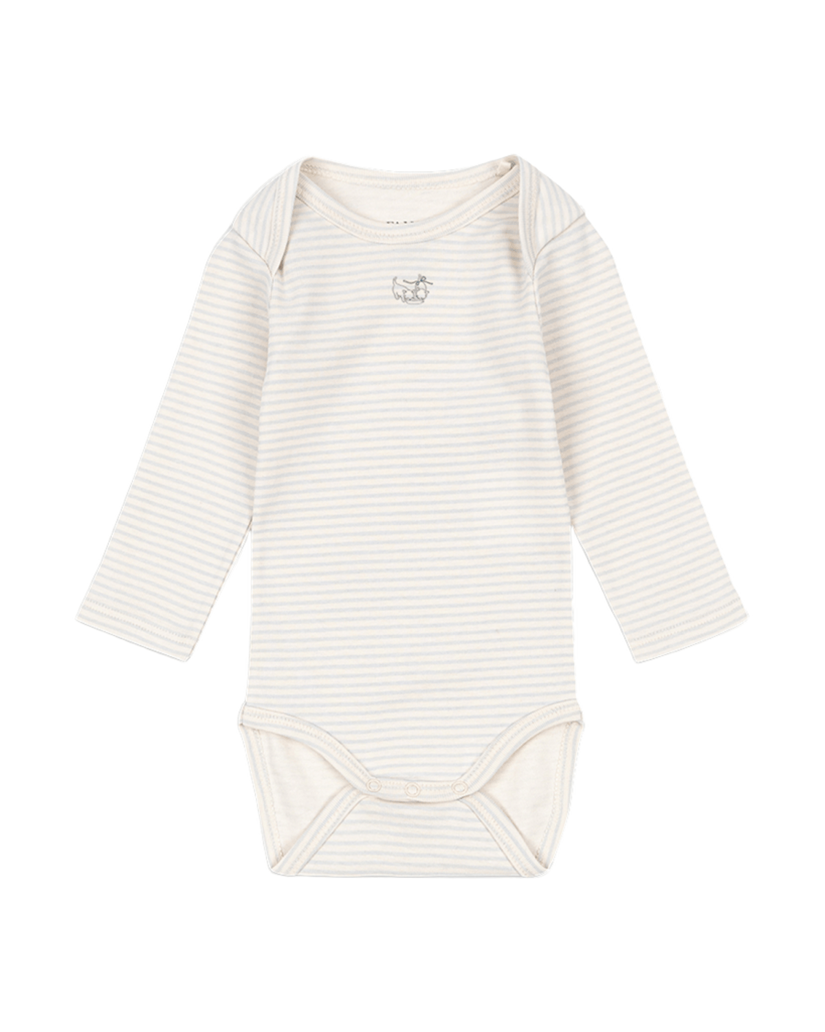 Body m/ Konvolutt Hals – 100% Øko Bomull | Fio Stripe LS Body, Blå Striper - Tea Stripe Gray Dwon