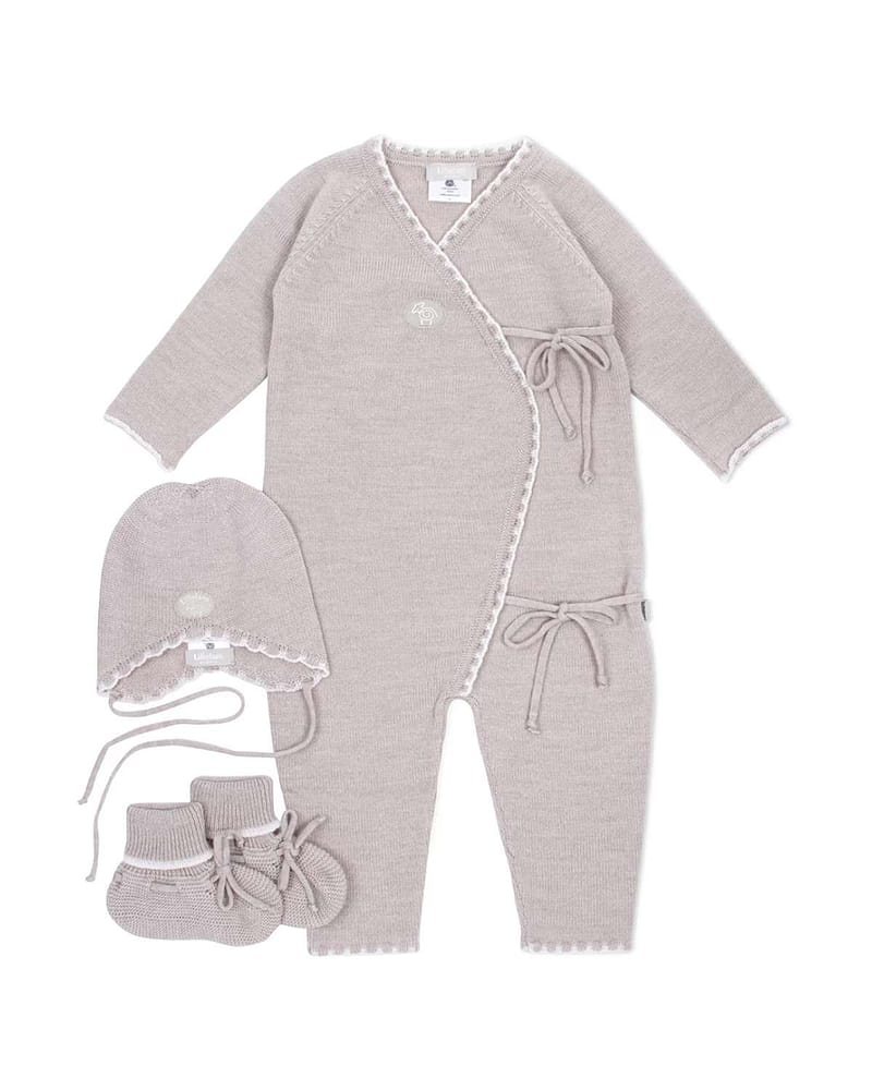 Hentesett Baby 3pk - Ulldress, babylue og ulltøfler - 100% Merino
