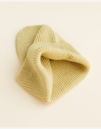 Ull Beanie barn - 100% Merino, Ubehandlet - Rib Lue Fonzie