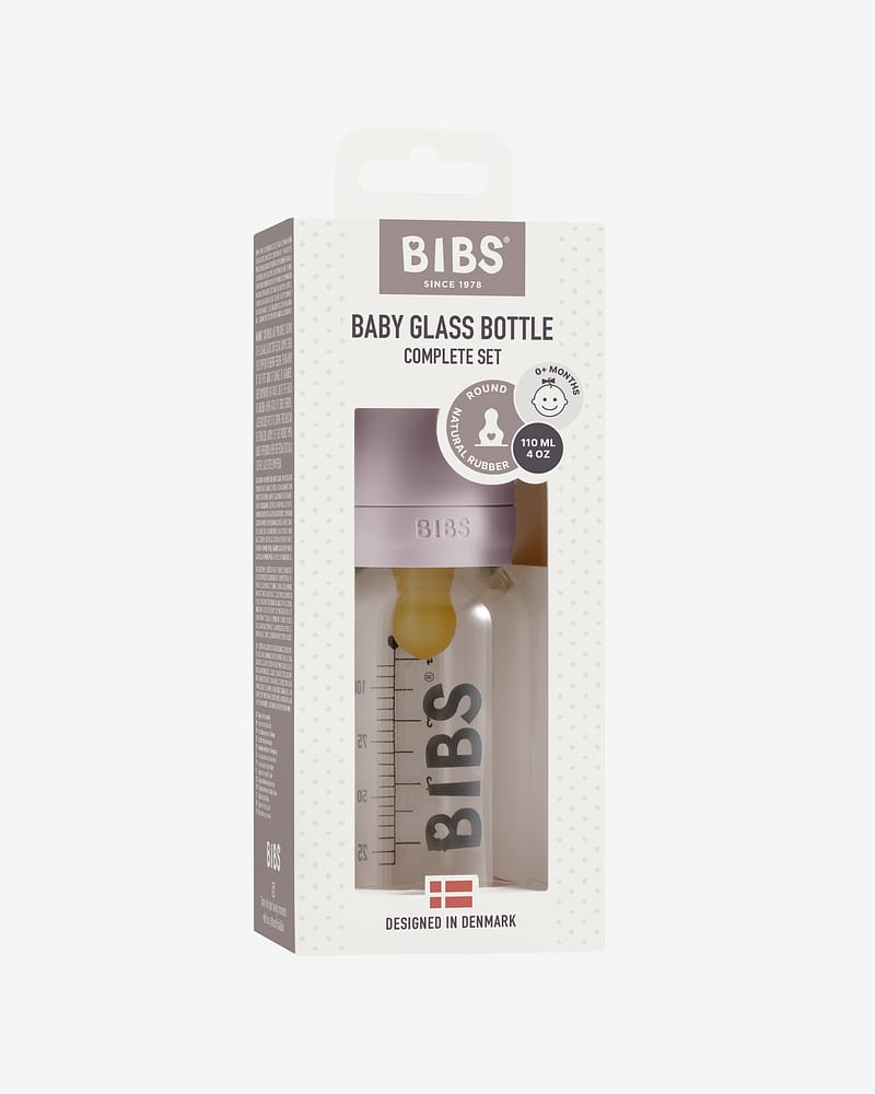 BIBS Tåteflaske i Glass 110 ml - Komplett Sett
