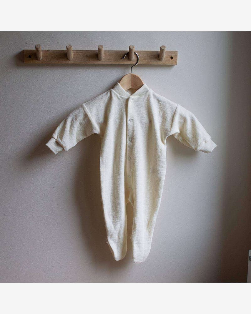 Pysjamas med Føtter i ullfrotte - 100% ubehandlet ull