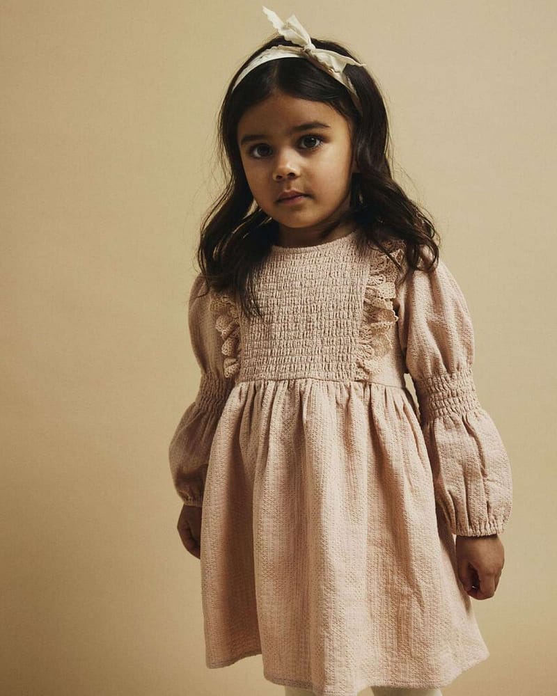 Kjole Barn m/ Blonder - Øko Bomull | Rosita LS Dress