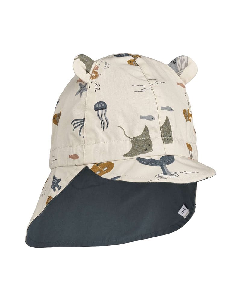 Solhatt m/ Nakkeskygge - Reversibel, 100% Øko Bomull | Gorm