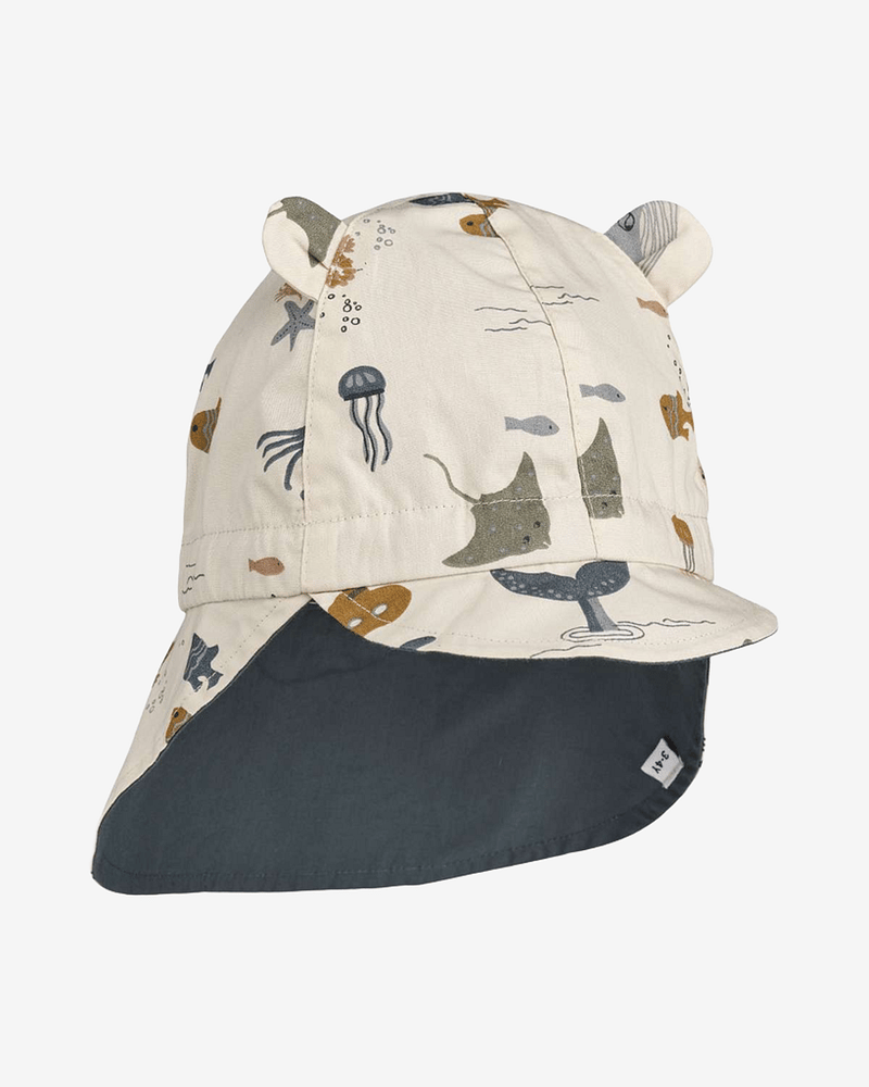 Solhatt m/ Nakkeskygge - Reversibel, 100% Øko Bomull | Gorm