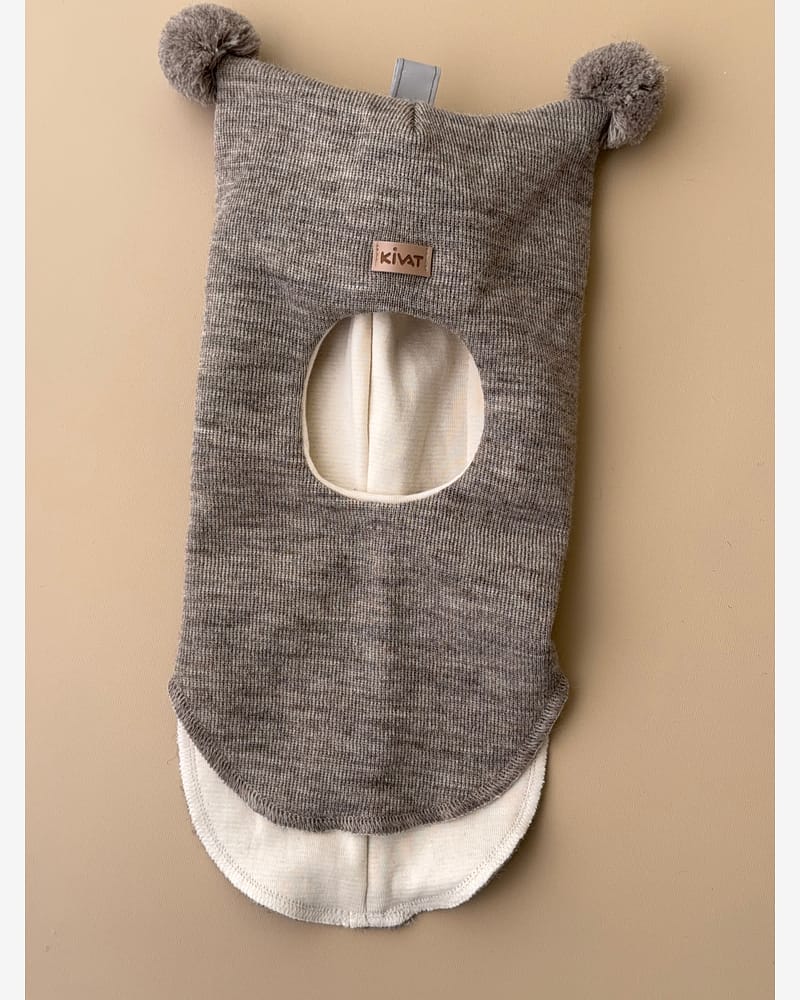 Balaclava Ull m/ Bomullsjersey fôr og Vindstopper | Ubehandlet Ull