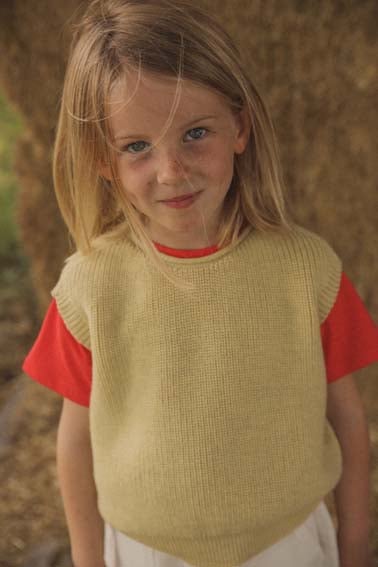 Ullvest Barn – 100% Merino, Ubehandlet Ull | Vest Harvey, Light yellow