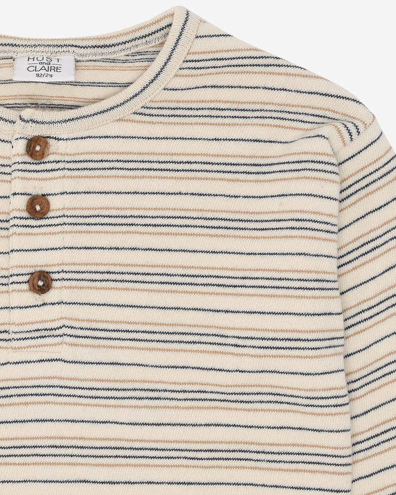 Genser m/ Knappestolpe - Terry Øko Bomull | HCSune Knitted stripe