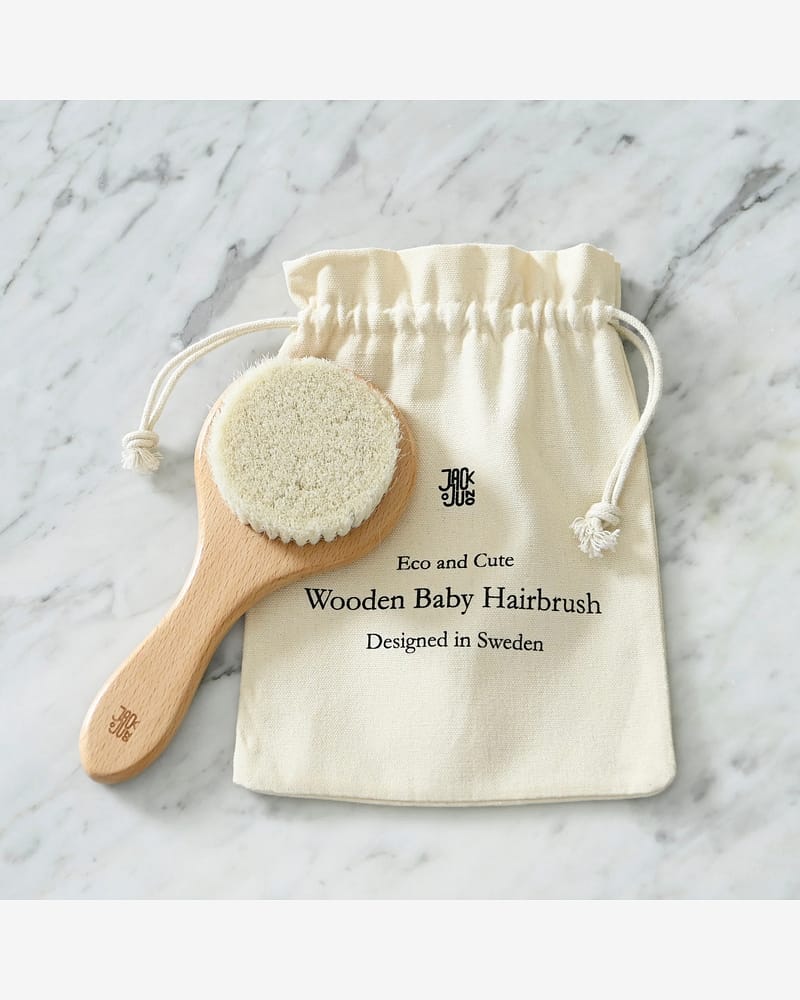 Hårbørste med Geitehår - Tynt og Kort Babyhår | Wooden Brush