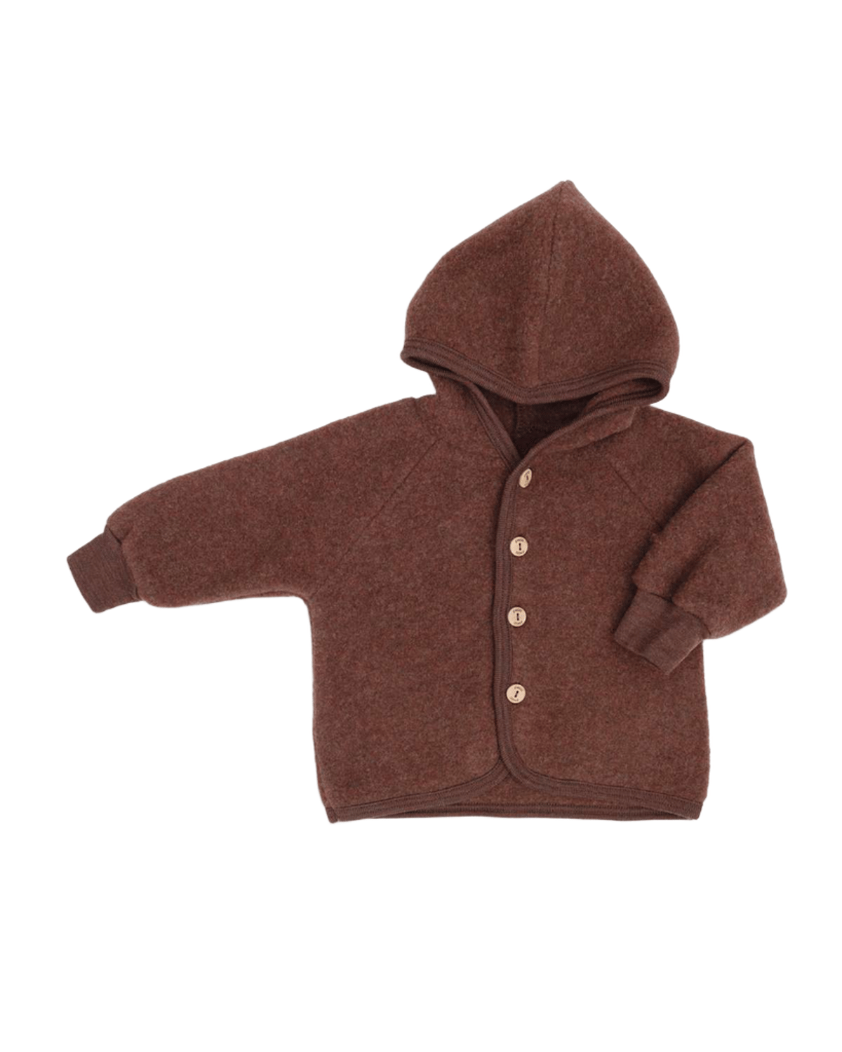 Ulljakke i tykk Ullfleece – 100% Merino, Mørk Brun - Kanel Melange