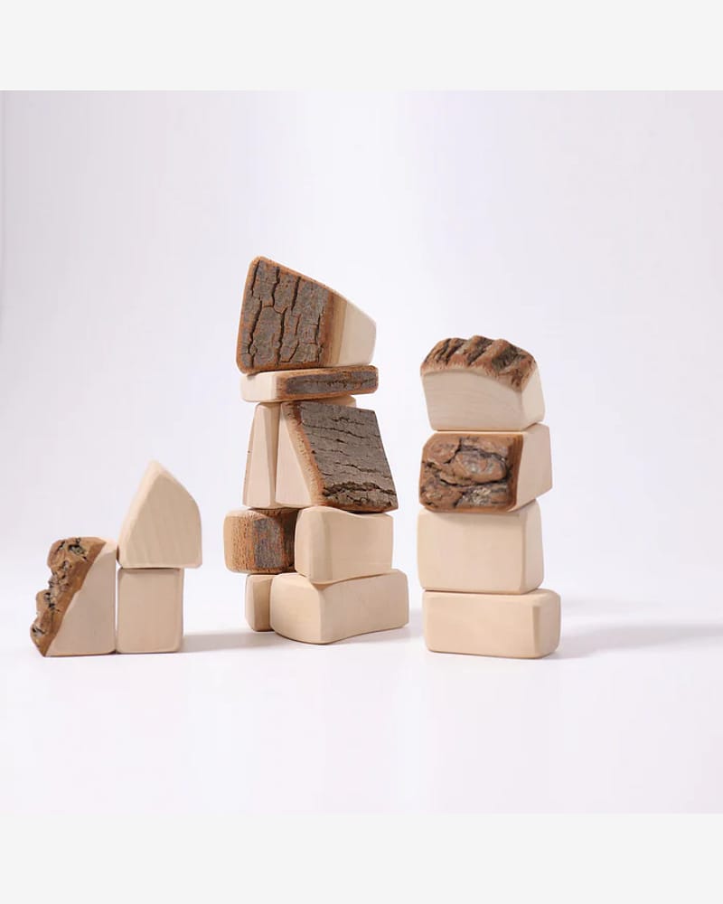Treklosser med bark, Store 15stk - Barn 0år+ | Natural Blocks