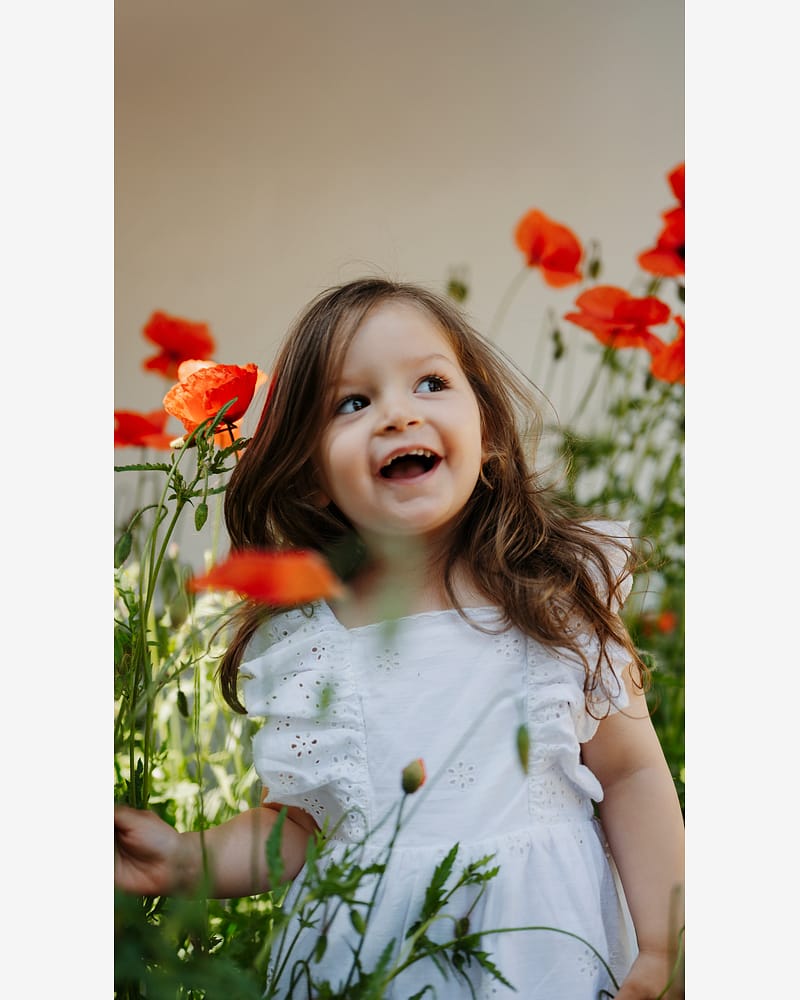 Kjole Barn m/ Broderte Blomster - 100% Bomull | HCKaroline