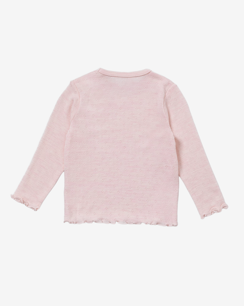 Ulltrøye m/ Volanger - Tynn ullkvalitet - 100% Merino, Pointelle