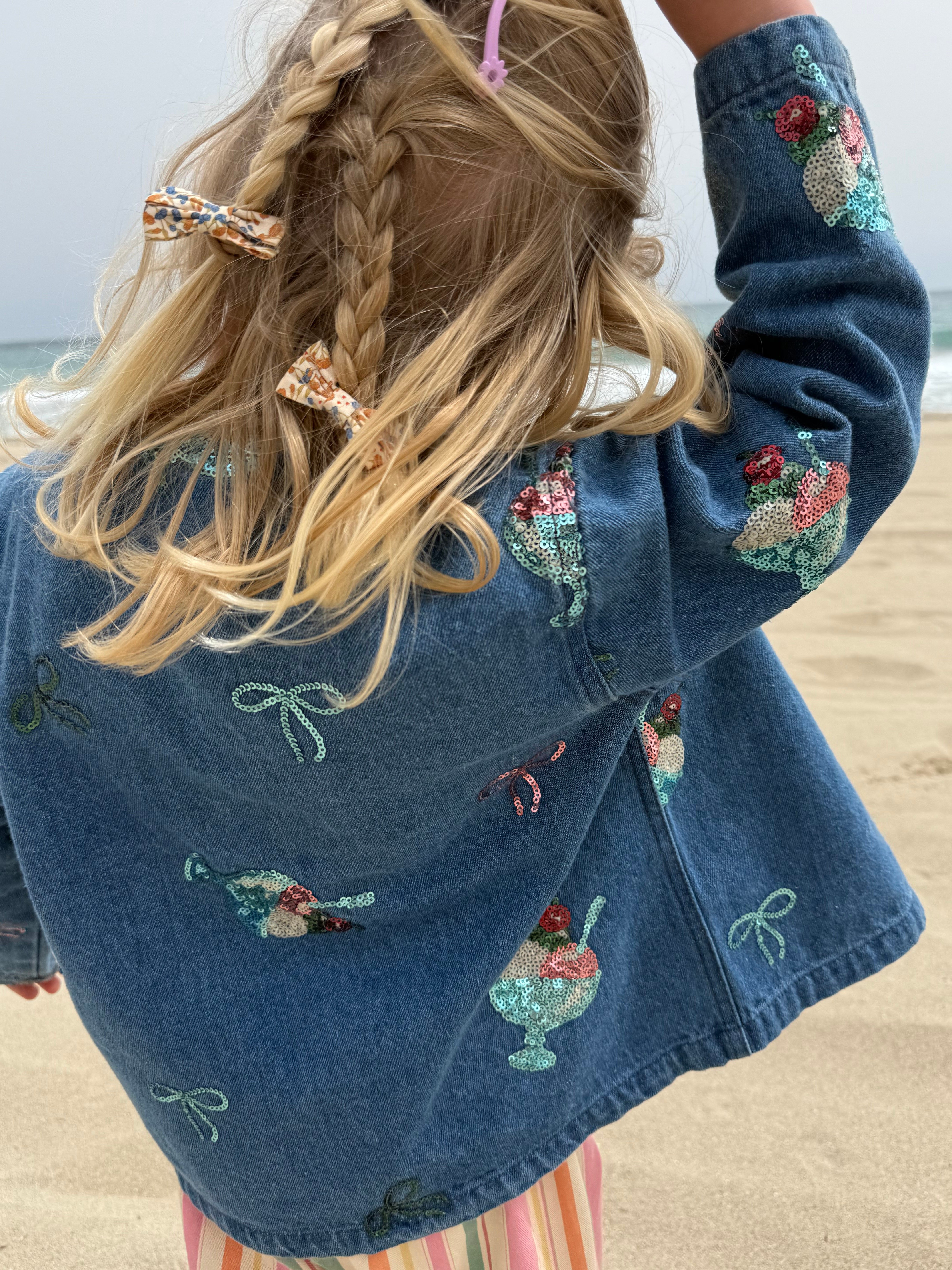 Denim Jakke M/ Glitter Paljetter – Øko Bomull | Magot Sequin Denim Jacket, Blue Denim - Gelato