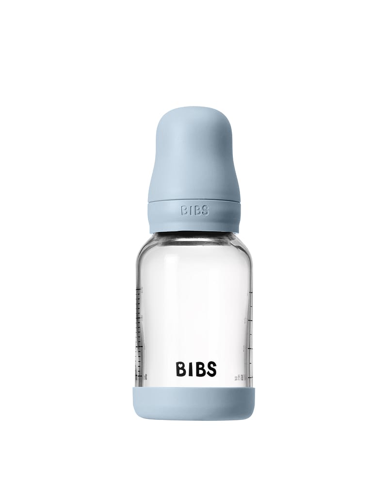 BIBS Tåteflaske i Glass med silikonbunn | Komplett Sett - 120ml