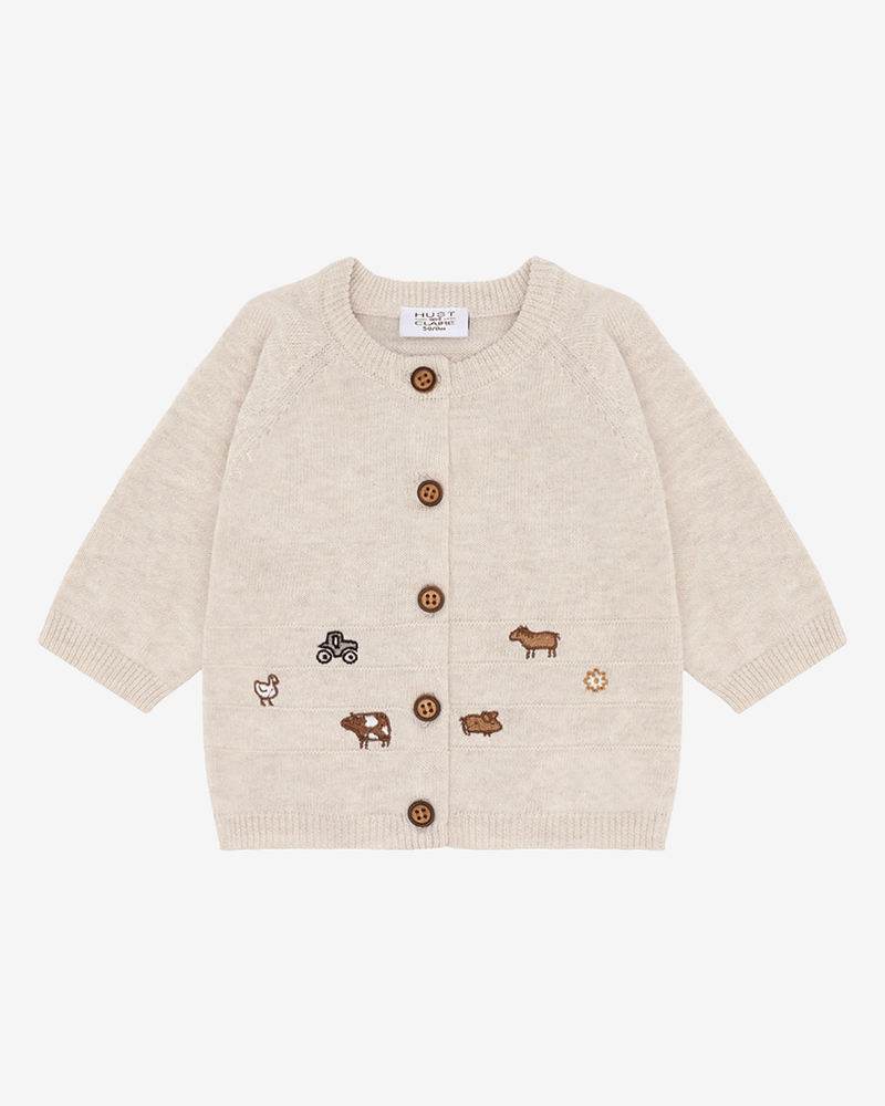 Cardigan Baby m/ Broderte detaljer - Strikket, 100% Bomull | HCCall Knit