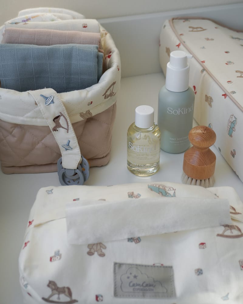 Oppbevaringskurv 2pk - Reversibel Quilt - Økologisk