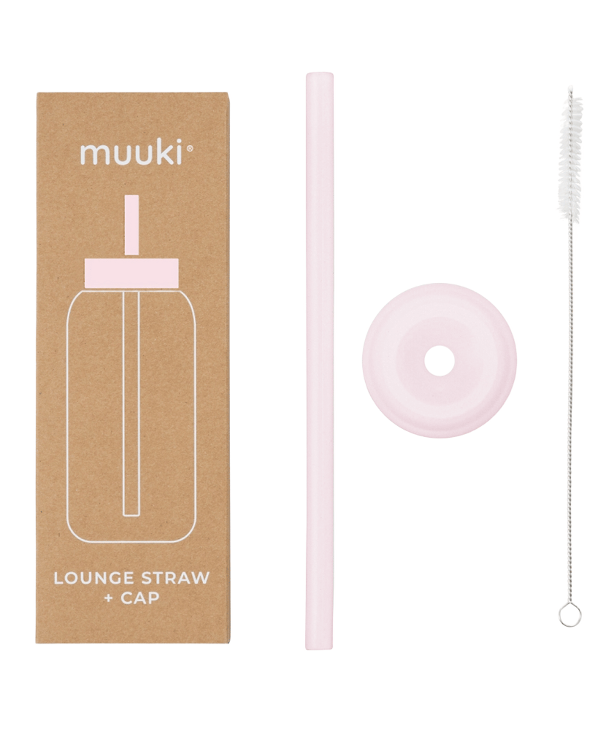 Flaskelokk m/ Sugerør til Muuki Daily Bottle – Lounge Straw + Cap, Puderrosa - Marshmallow