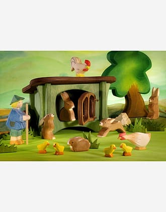 Kanin Lekedyr - Håndlaget Trefigur | Dyrefigurer Bondegård og Skog, liten 5cm, Kanin