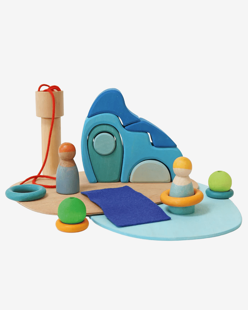 Småverden ved Vannet - Byggesett i Tre 20stk | Small world play by the water