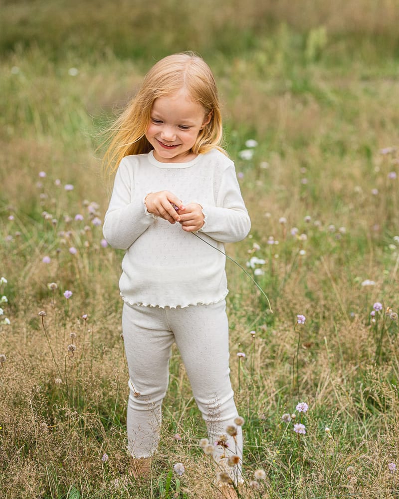 Ulltrøye m/ Volanger - Tynn ullkvalitet - 100% Merino, Pointelle