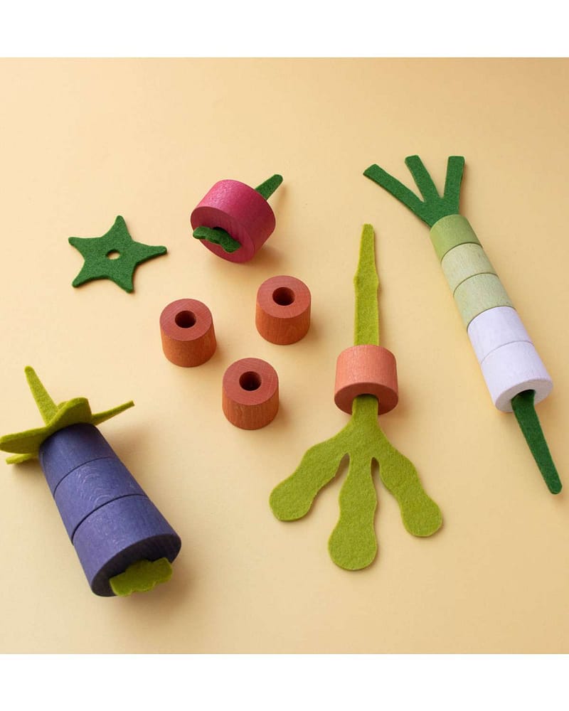 Stableleke m/ Tre-gjennom vri - "Dyrk en grønnsak", 4stk | Montessori Leker