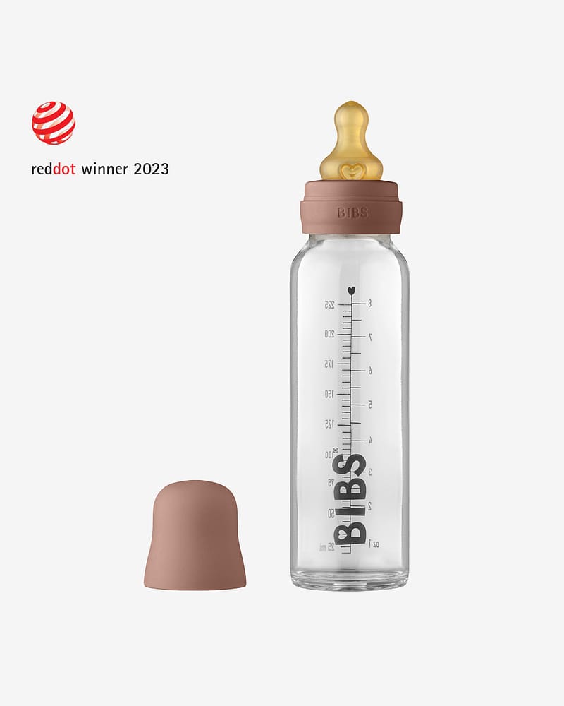 BIBS Tåteflaske i Glass 225 ml - Komplett Sett