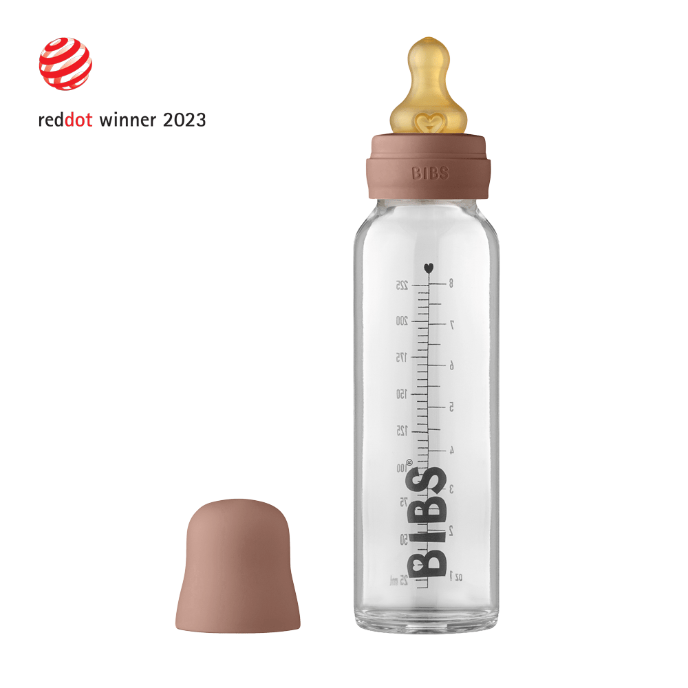 BIBS Tåteflaske i Glass 225 ml – Komplett Sett, Brun - Woodchuck