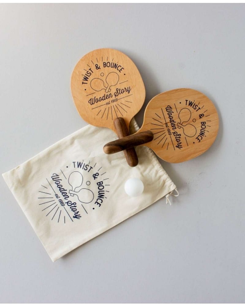 Strandtennis / Bordtennis Sett i Tre - 2x Racket i tre og ball - Håndlaget | Twist and Bounce 2pk