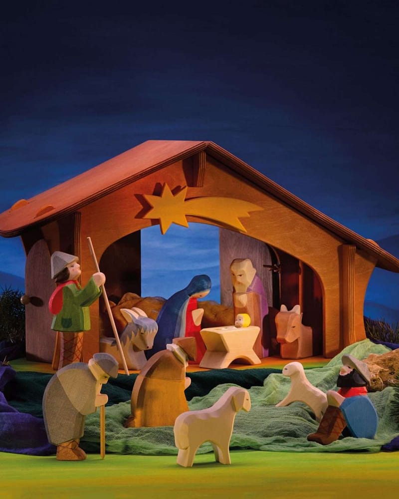 Trefigur Okse - Håndlaget | Julekrybbe Figur