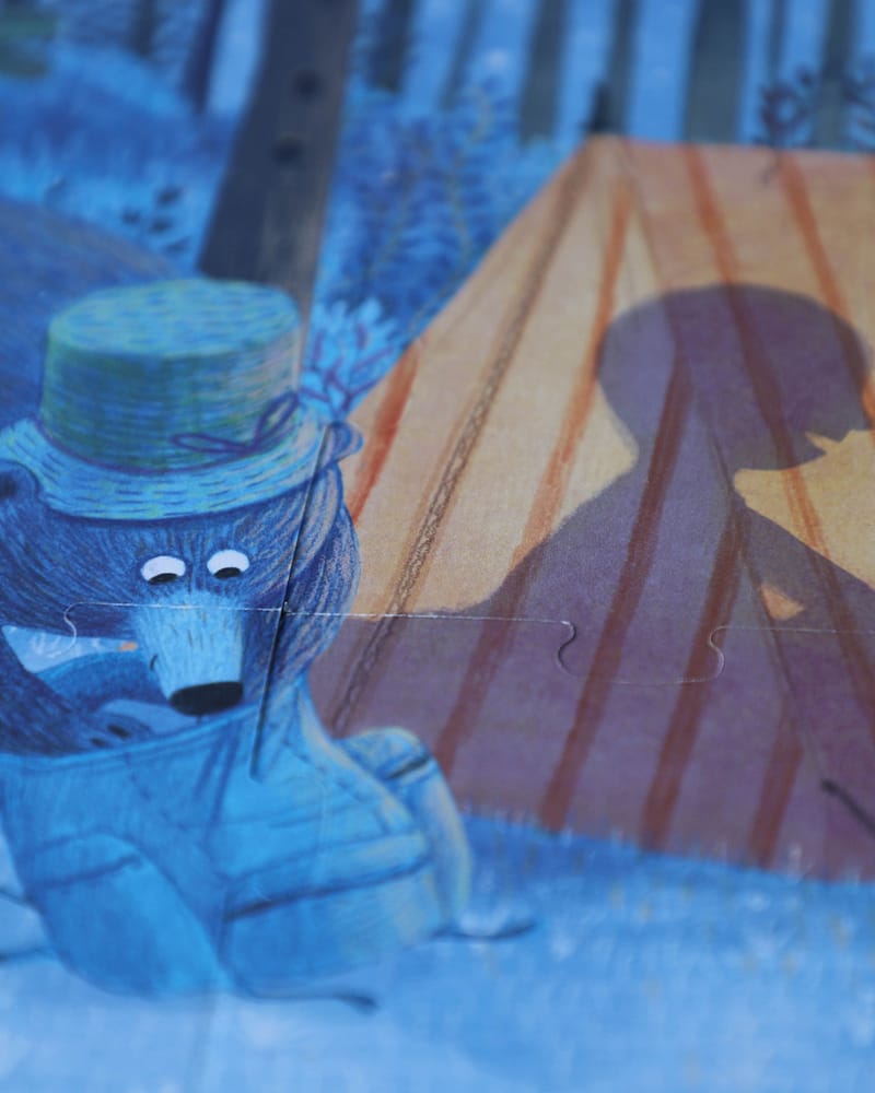2i1 Puslespill "Natt og Dag i Skogen" - Puslespill Barn 6år+ | Night and Day in the Forest