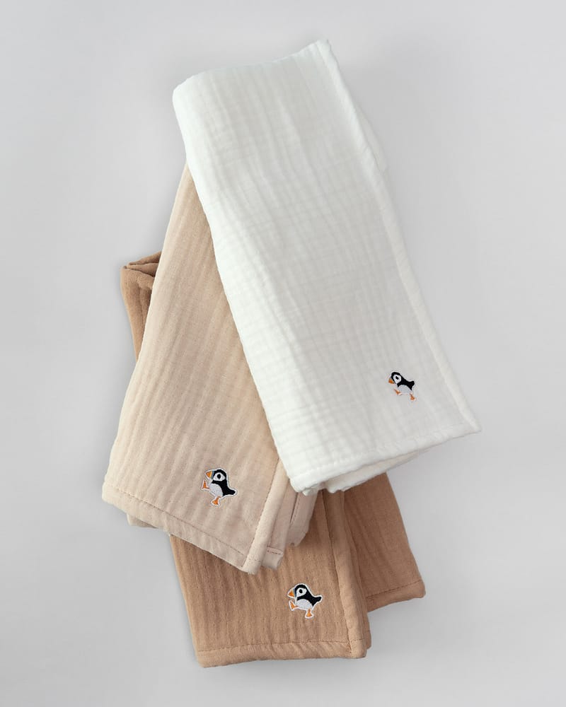 Lunni - Gulpekluter 3pk - Økologisk Musselin - 60x60cm