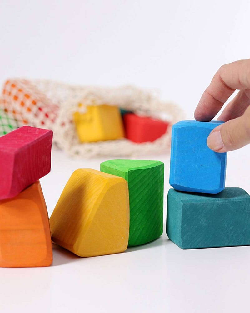 Treklosser, Store 15stk - Barn 0år+ | Colored Waldorf Blocks, Regnbuens Farger