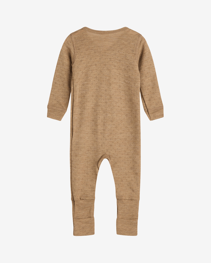 Ullpysj Baby - Heldrakt to-veis glidelås og trylleføtter - Pointelle, 85% Merino, 15% Silke | HCMili Pointelle