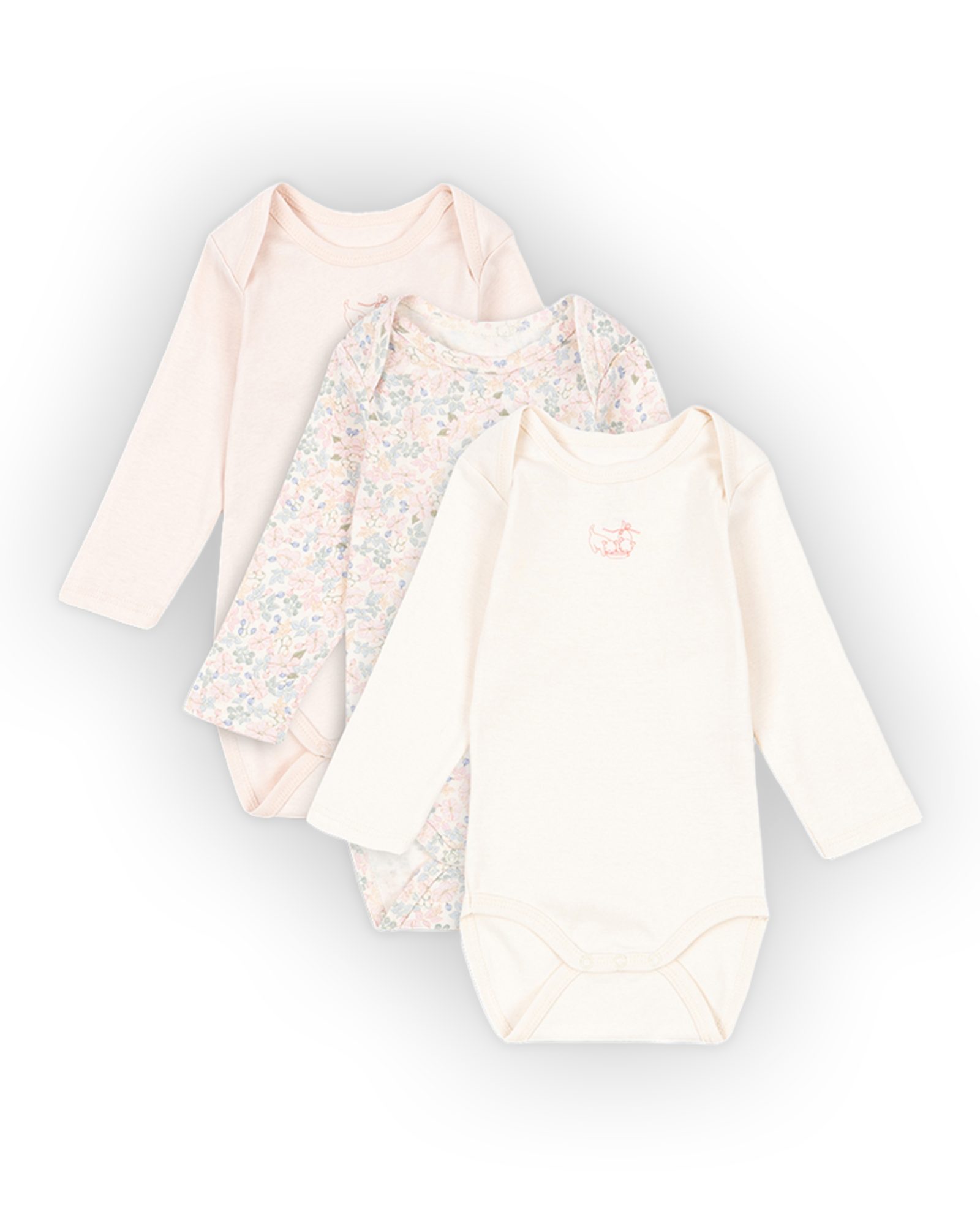 3pk. Body m/ Konvolutt Hals – 100% Øko Bomull | Fio Body – Gavepakke, Rosa Mix - Prato Fiori