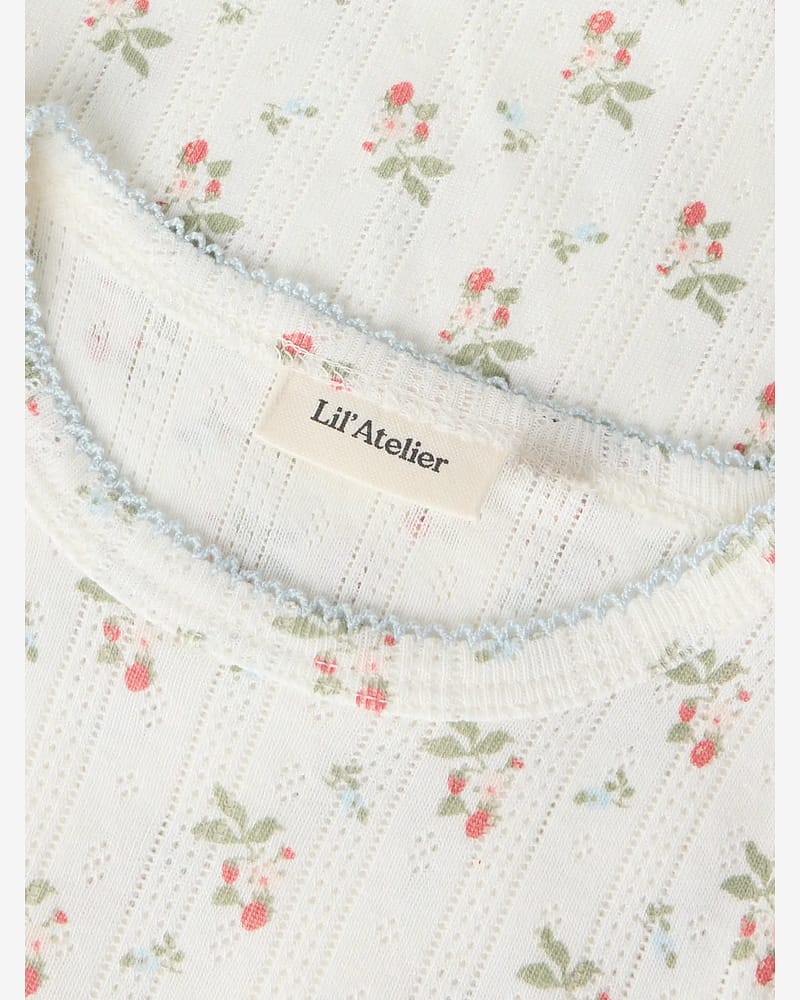 T-Skjorte Barn - Øko Bomull, Pointelle | NMFRACHELLO SLIM TOP LIL