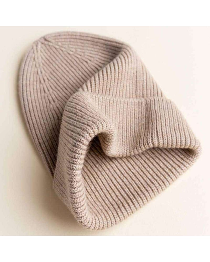 Ull Beanie barn - 100% Merino, Ubehandlet - Rib Lue Fonzie