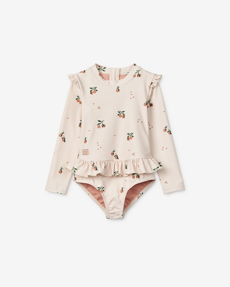 Badedrakt med Armer og Volanger - UV drakt UPF 40+ | Sille Printed Swimsuit