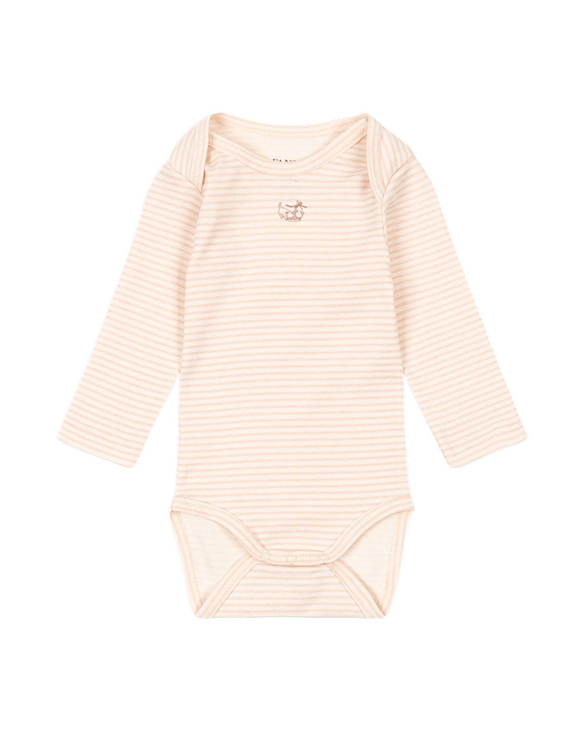Body m/ Konvolutt Hals – 100% Øko Bomull | Fio Stripe LS Body, Rosa Striper - Tea Stripe Cameo